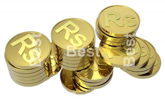 Gold coins isolated on a white background.