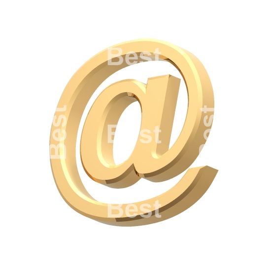 Gold e-mail sign isolated on white. 