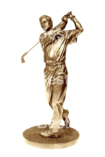 Gold golfer statue