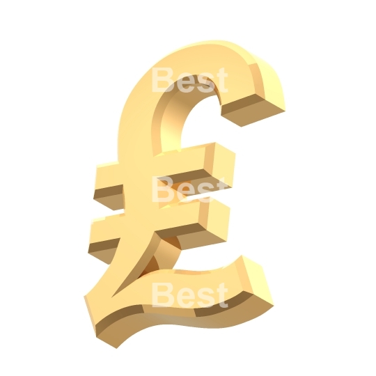 Gold Pound sign isolated on white. 