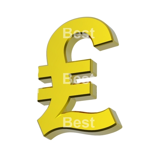 Gold Pound sign isolated on white. 