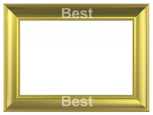 Gold rectangular frame isolated on white background. 