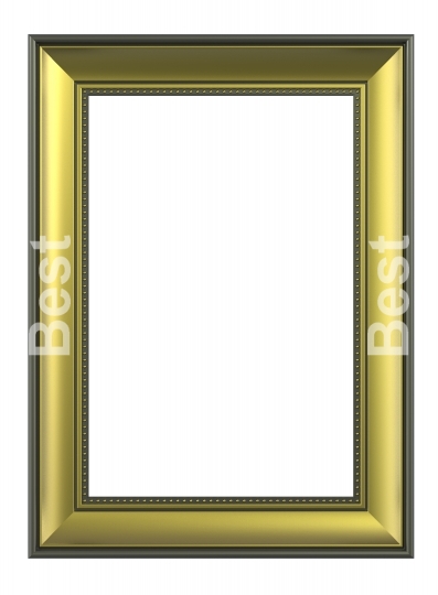 Gold-olive color vertical picture frame isolated on white backgr