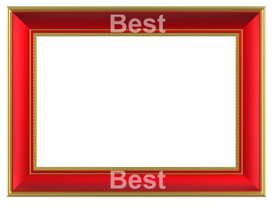 Gold-red rectangular frame isolated on white background. 