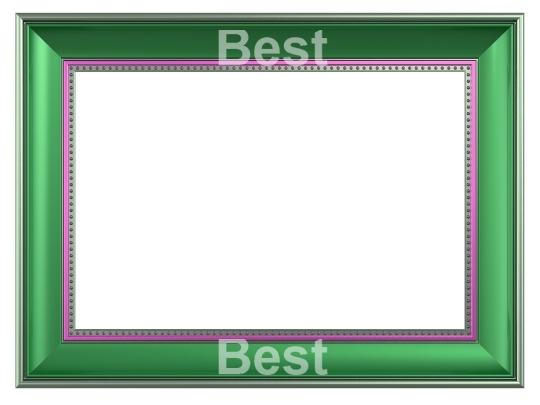 Green picture frame isolated on white background