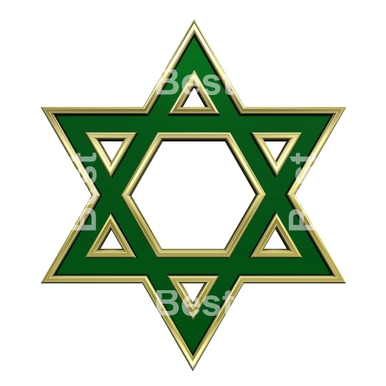Green with gold frame Judaism religious symbol