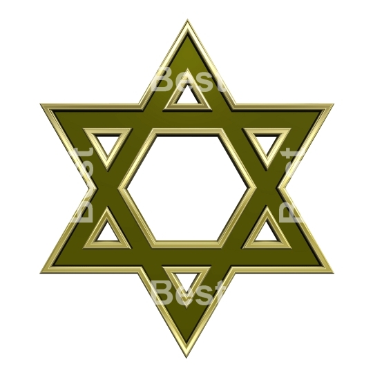 Green with gold frame Judaism religious symbol