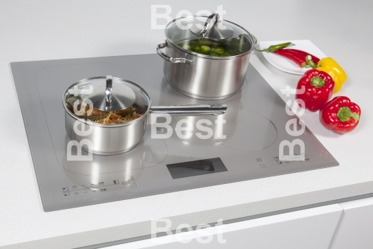 Grey glass induction hob