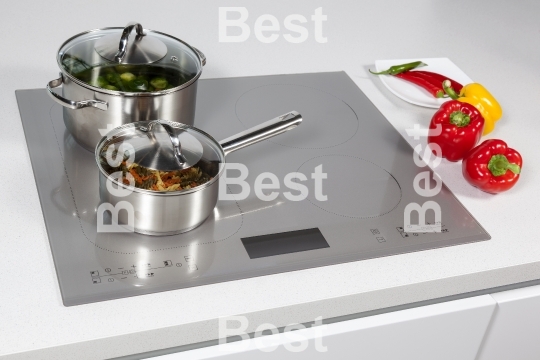 Grey glass induction hob