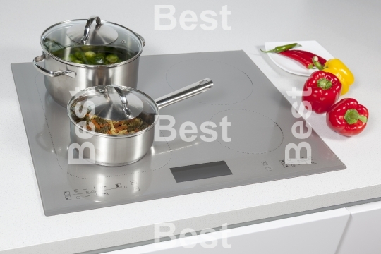 Grey glass induction hob