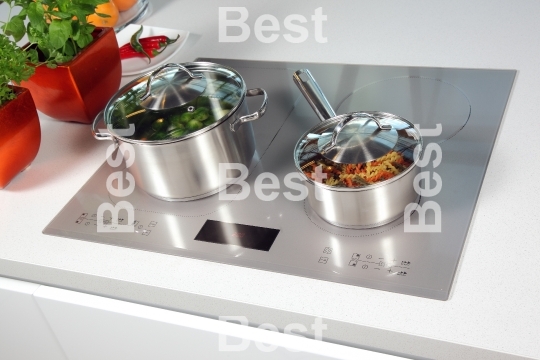 Grey glass induction hob