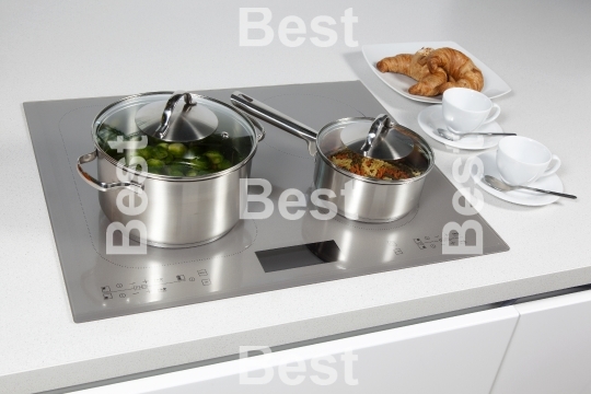 Grey glass induction hob