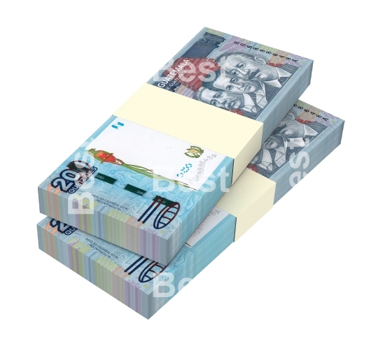 Guatemalan quetzal bills isolated on white background