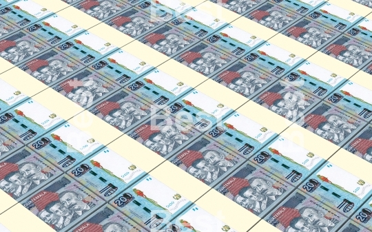 Guatemalan quetzal bills stacks background