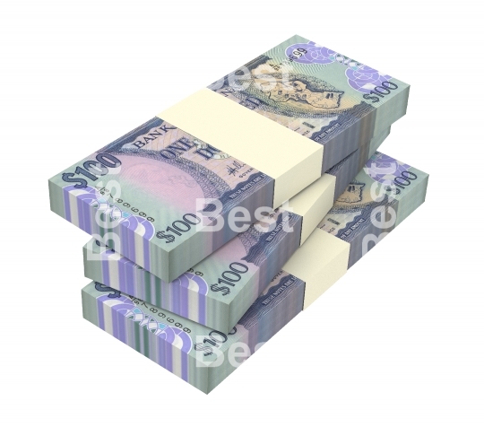 Guyanese dollars bills isolated on white background