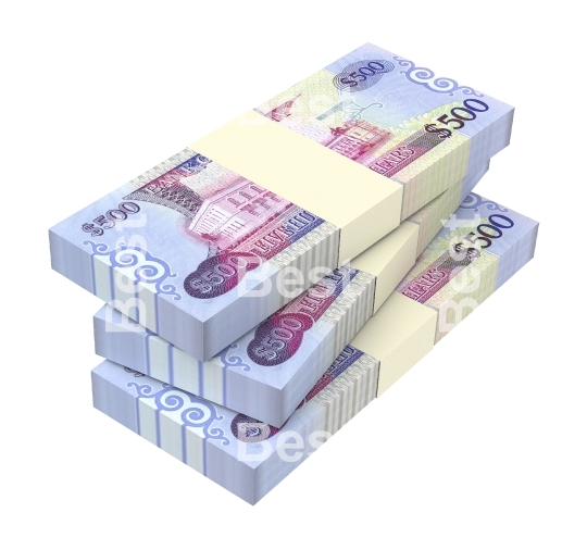 Guyanese dollars bills isolated on white background