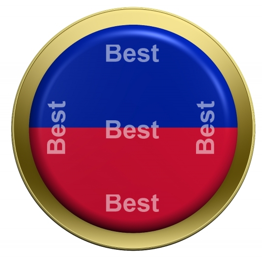 Haiti flag on the round button isolated on white.