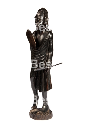 Hand-made ebony sculpture of Masai Warrior