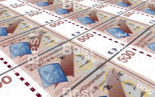 Hong Kong dollar bills stacked background