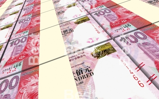 Hong Kong dollar bills stacked background