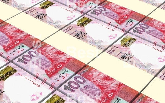 Hong Kong dollar bills stacked background