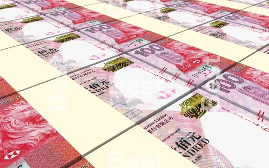 Hong Kong dollar bills stacked background