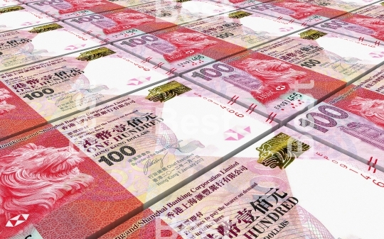 Hong Kong dollar bills stacked background