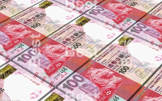 Hong Kong dollar bills stacked background