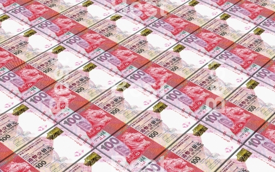 Hong Kong dollar bills stacked background