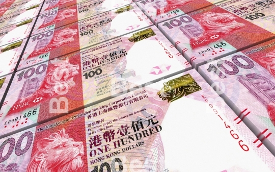 Hong Kong dollar bills stacked background