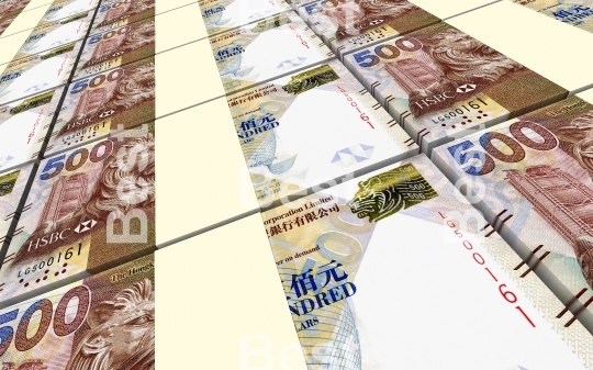 Hong Kong dollar bills stacked background