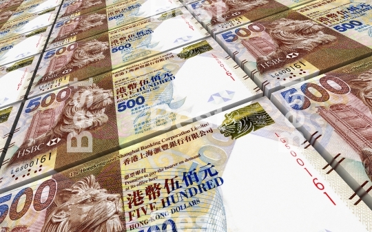 Hong Kong dollar bills stacked background