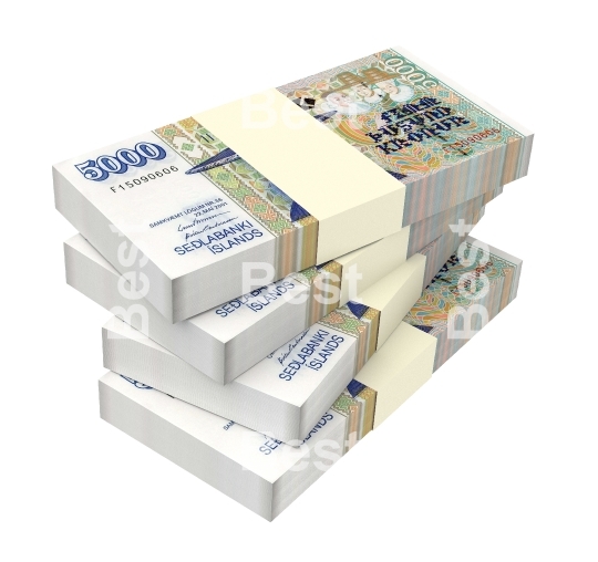 Icelandic krona bills isolated on white background