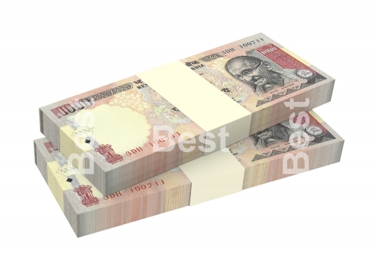 India Rupee bills isolated on white background