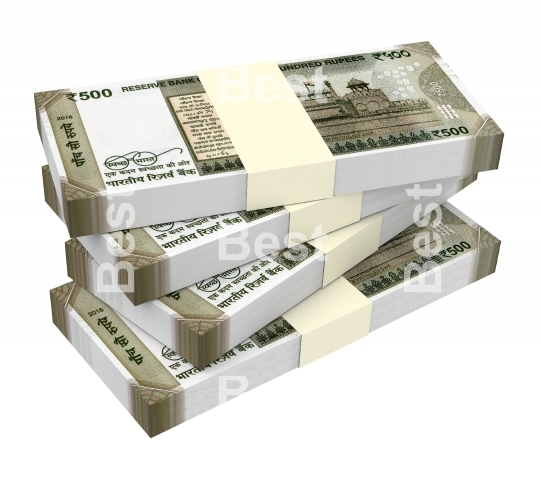 India Rupee bills isolated on white background
