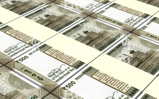 India Rupee bills stacks background