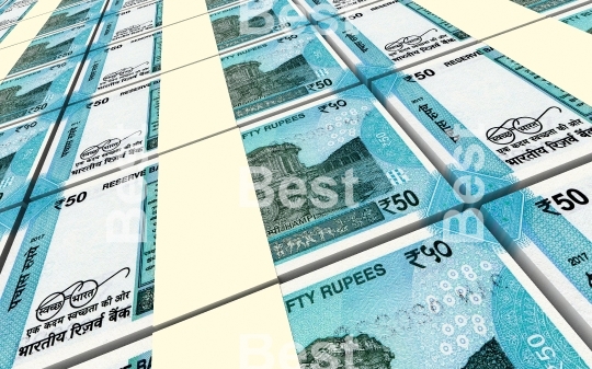 India Rupee bills stacks background