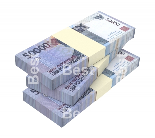 Indonesian rupiah bills isolated on white background
