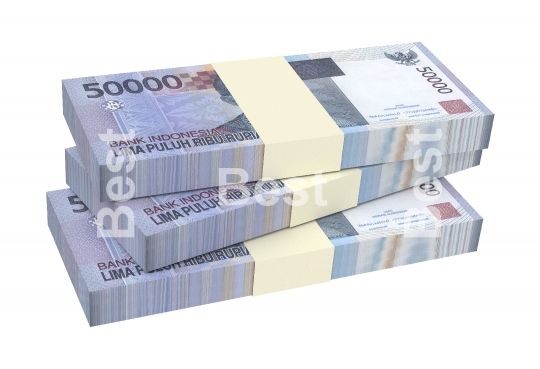 Indonesian rupiah bills isolated on white background