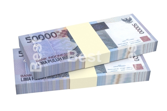 Indonesian rupiah bills isolated on white background