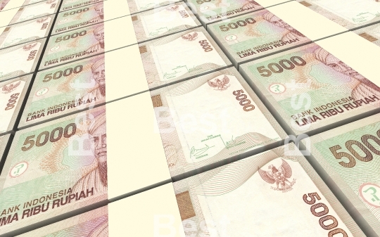 Indonesian rupiah bills stacks background.