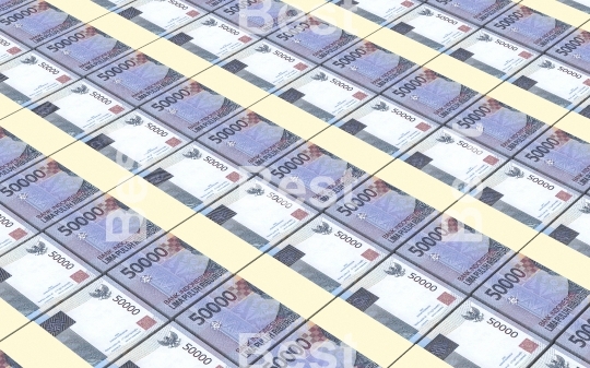 Indonesian rupiah bills stacks background