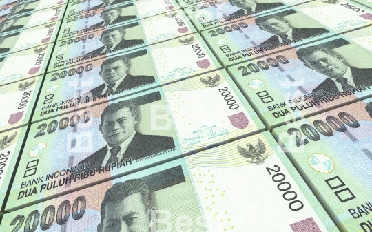 Indonesian rupiah bills stacks background