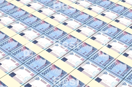 Indonesian rupiah bills stacks background