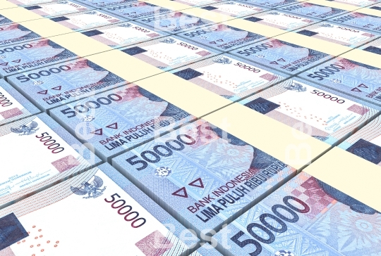 Indonesian rupiah bills stacks background