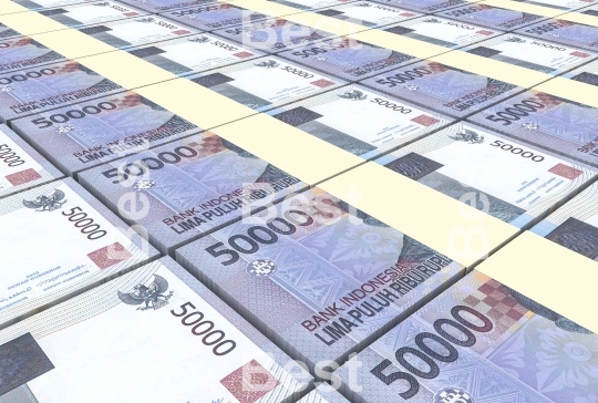 Indonesian rupiah bills stacks background