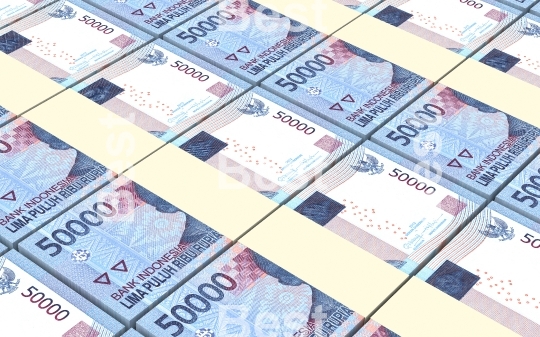Indonesian rupiah bills stacks background