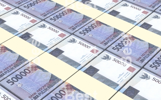 Indonesian rupiah bills stacks background