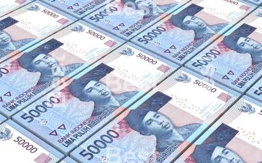 Indonesian rupiah bills stacks background