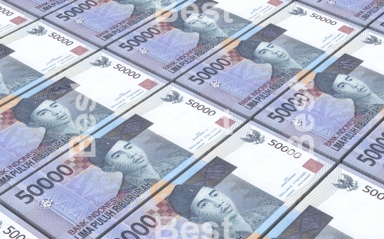 Indonesian rupiah bills stacks background